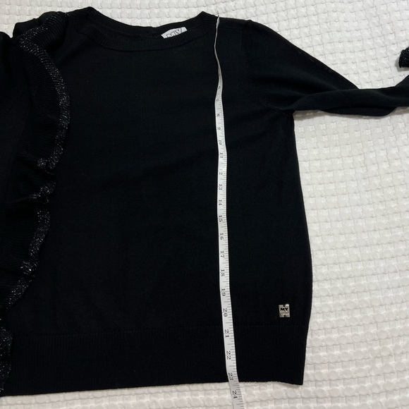 My Twin TwinSet Black Metallic Ruffle Button Back Sweater - Picture 9 of 9